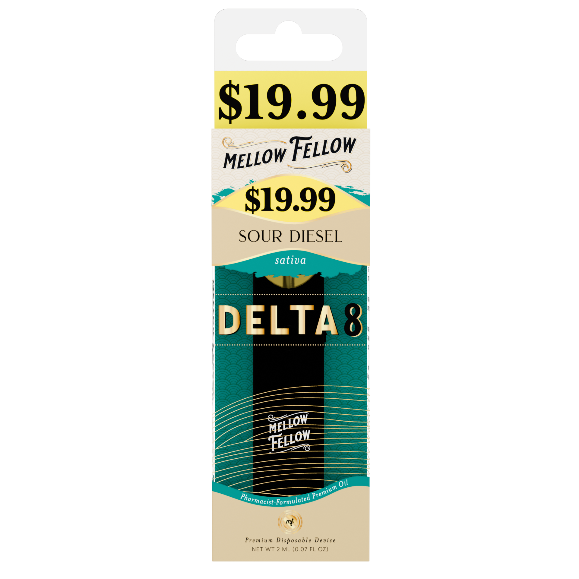Mellow Fellow Premium Pre-Priced Disposable Vape 2ml D8 Sour Diesel (sativa)