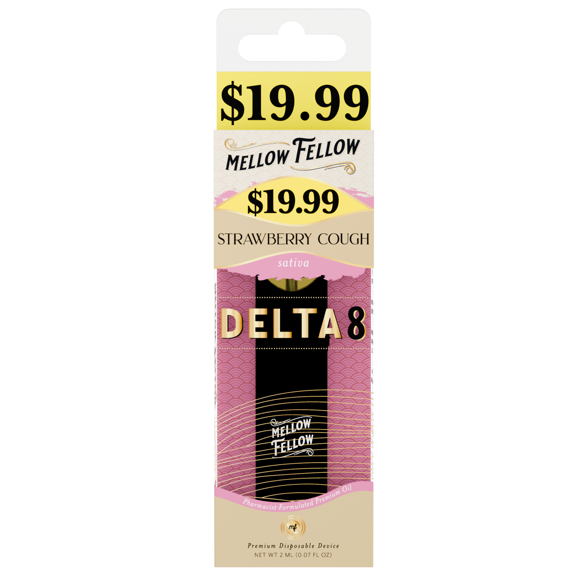 Mellow Fellow Premium Pre-Priced Disposable Vape 2ml D8 Strawberry Cough (sativa)