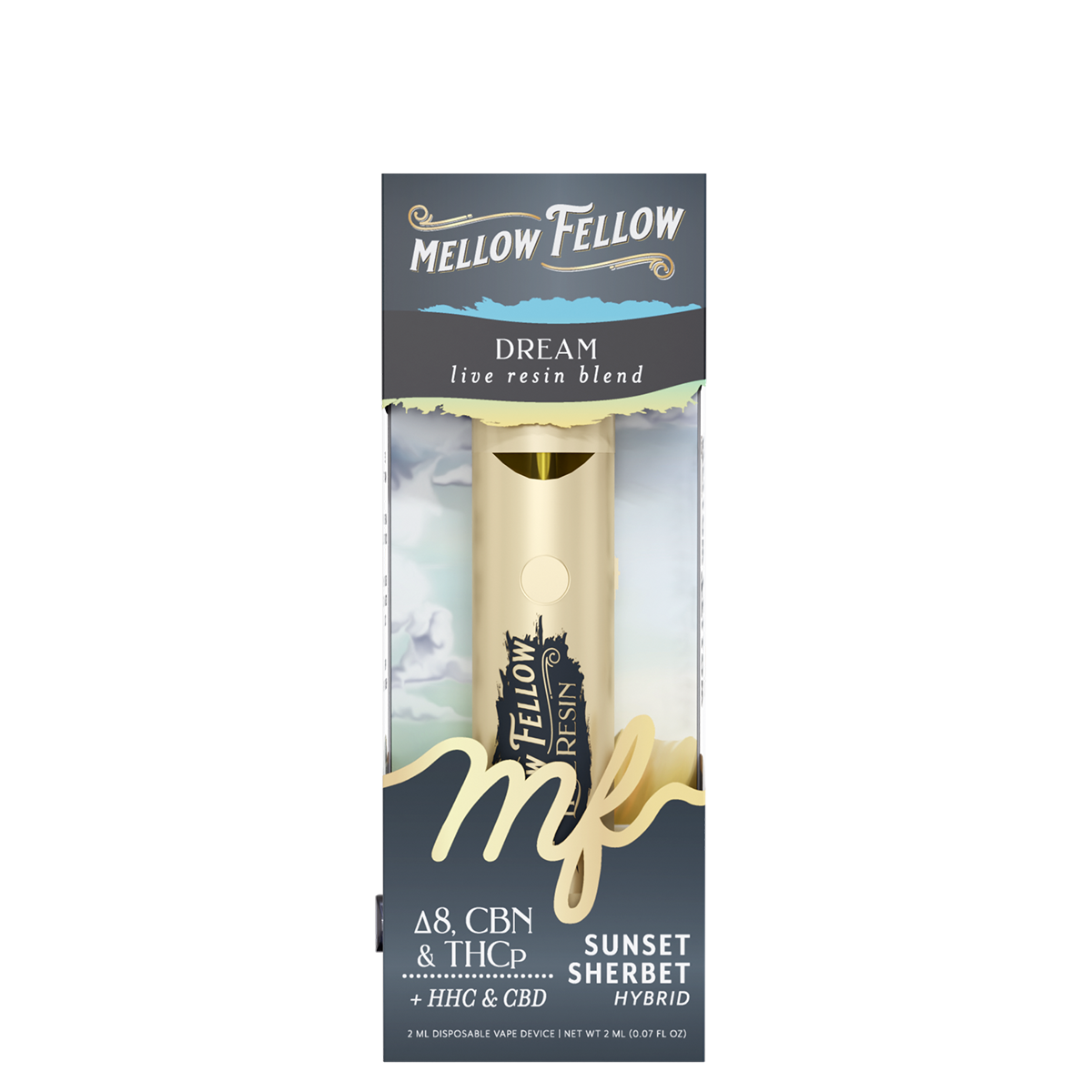 Mellow Fellow Live Resin Disposable Vape 2ml Dream Blend Sunset Sherbet (hybrid)