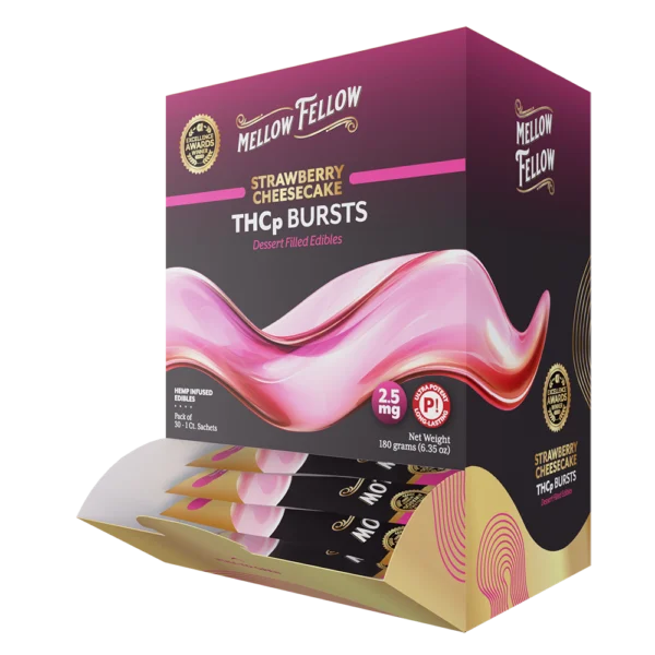 Mellow Fellow Edibles THCP Burst Sachets_Strawberry Cheesecake-Display Box-3