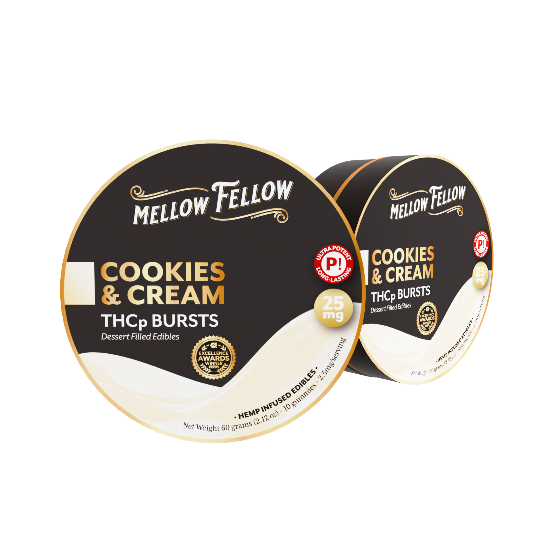 Mellow Fellow THCP Bursts 10pc Edibles 25mg Cookies and Cream