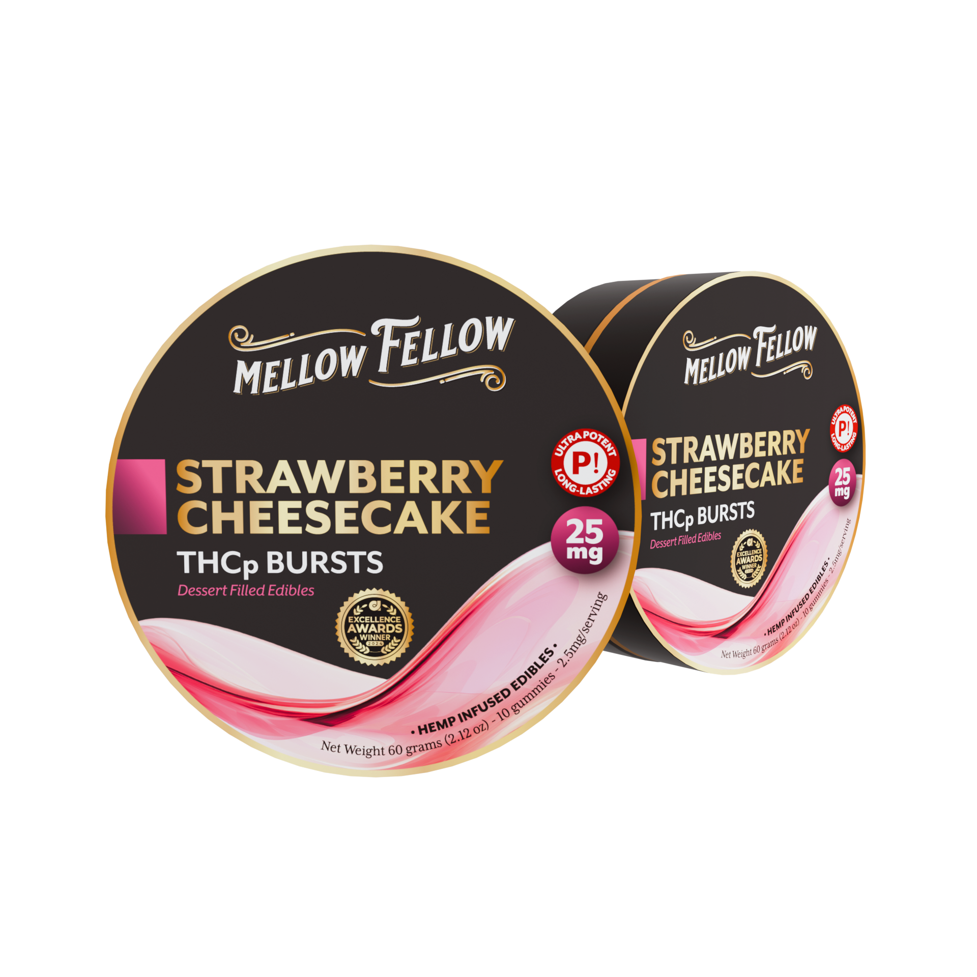 Mellow Fellow THCP Bursts 10pc Edibles 25mg Strawberry Cheesecake