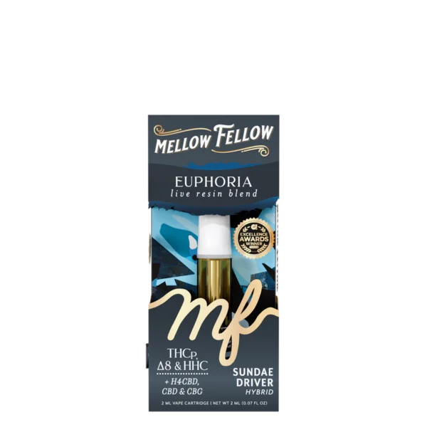 Mellow Fellow Live Resin Vape Cartridge 2ml Euphoria Blend Sundae Driver (hybrid)