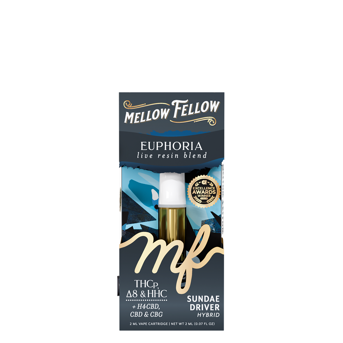 Mellow Fellow Live Resin Vape Cartridge 2ml Euphoria Blend Sundae Driver (hybrid)