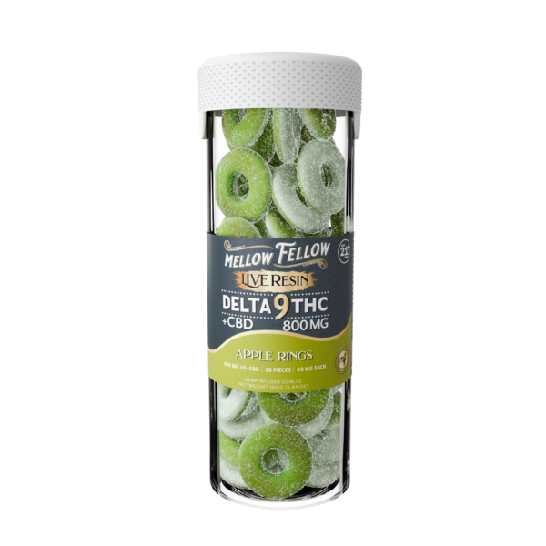 Mellow Fellow Live Resin 20pc Edibles 800mg D9 Apple Rings