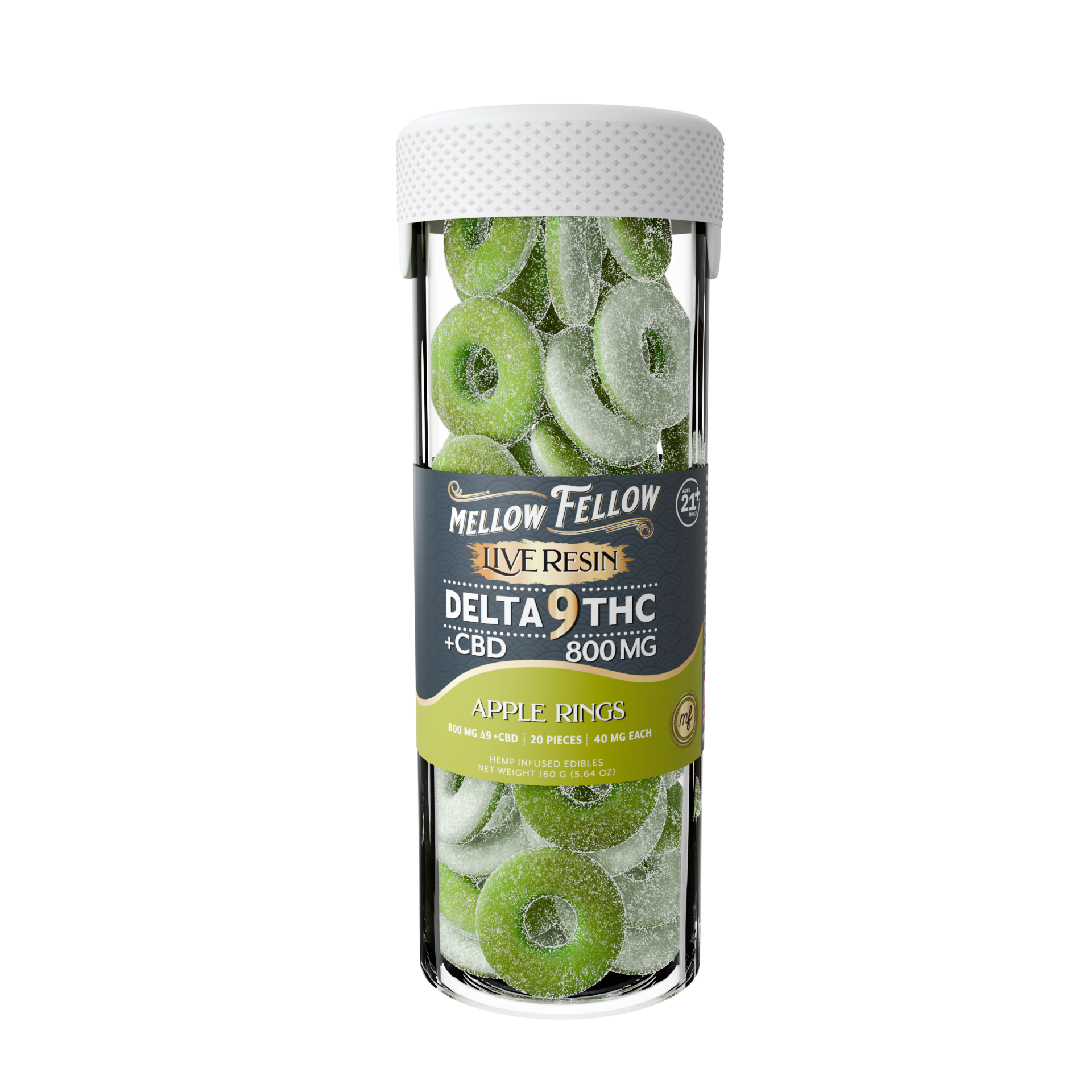 Mellow Fellow Live Resin 20pc Edibles 800mg D9 Apple Rings