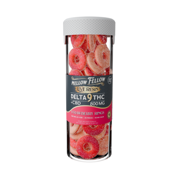 Mellow Fellow Live Resin 20pc Edibles 800mg D9 Strawberry Rings