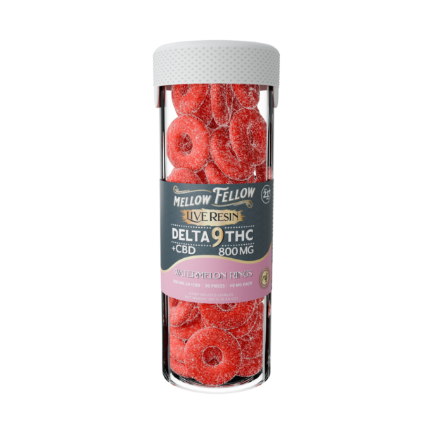 Mellow Fellow Live Resin 20pc Edibles 800mg D9 Watermelon Rings