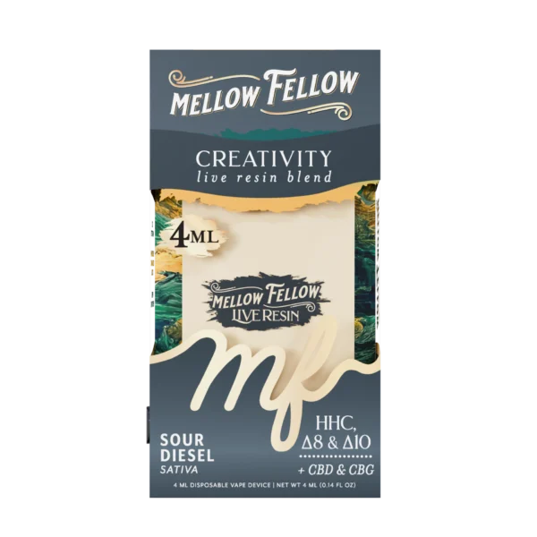 Mellow Fellow Live Resin Vape Disposable 4ml Creativity Blend Sour Diesel (sativa)