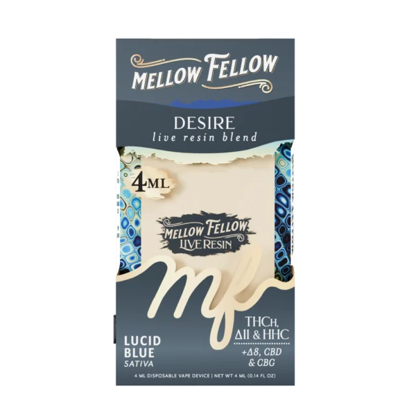Mellow Fellow Live Resin Vape Disposable 4ml Desire Blend Lucid Blue (sativa)