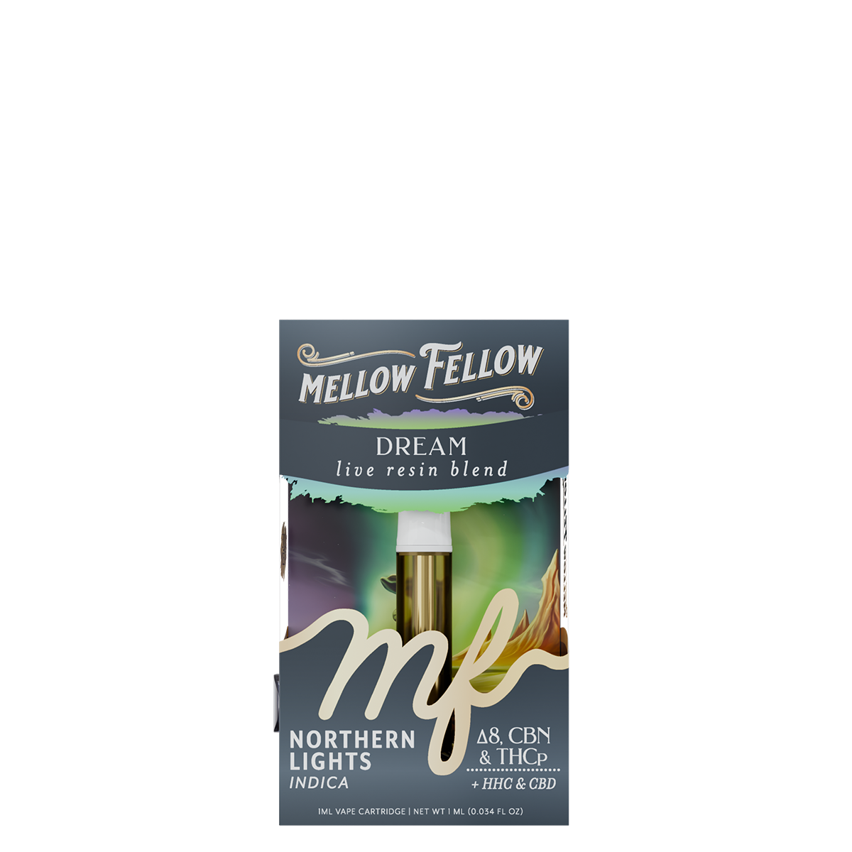 Mellow Fellow Live Resin Vape Cartridge 1ml Dream Blend Northern Lights (indica)