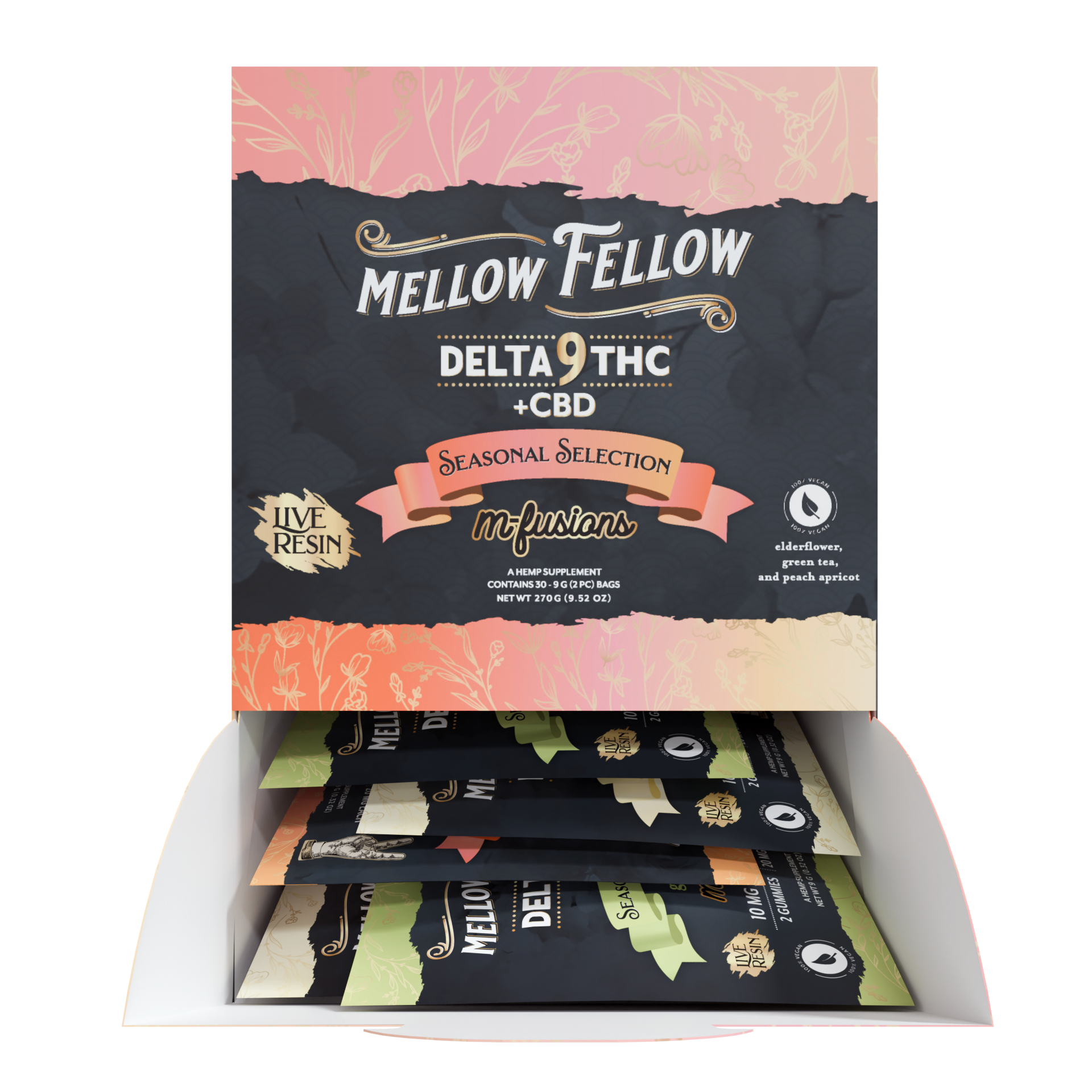 Mellow Fellow Live Resin M-Fusions 2pc Edibles 40mg D9 Seasonal Spring Assortment