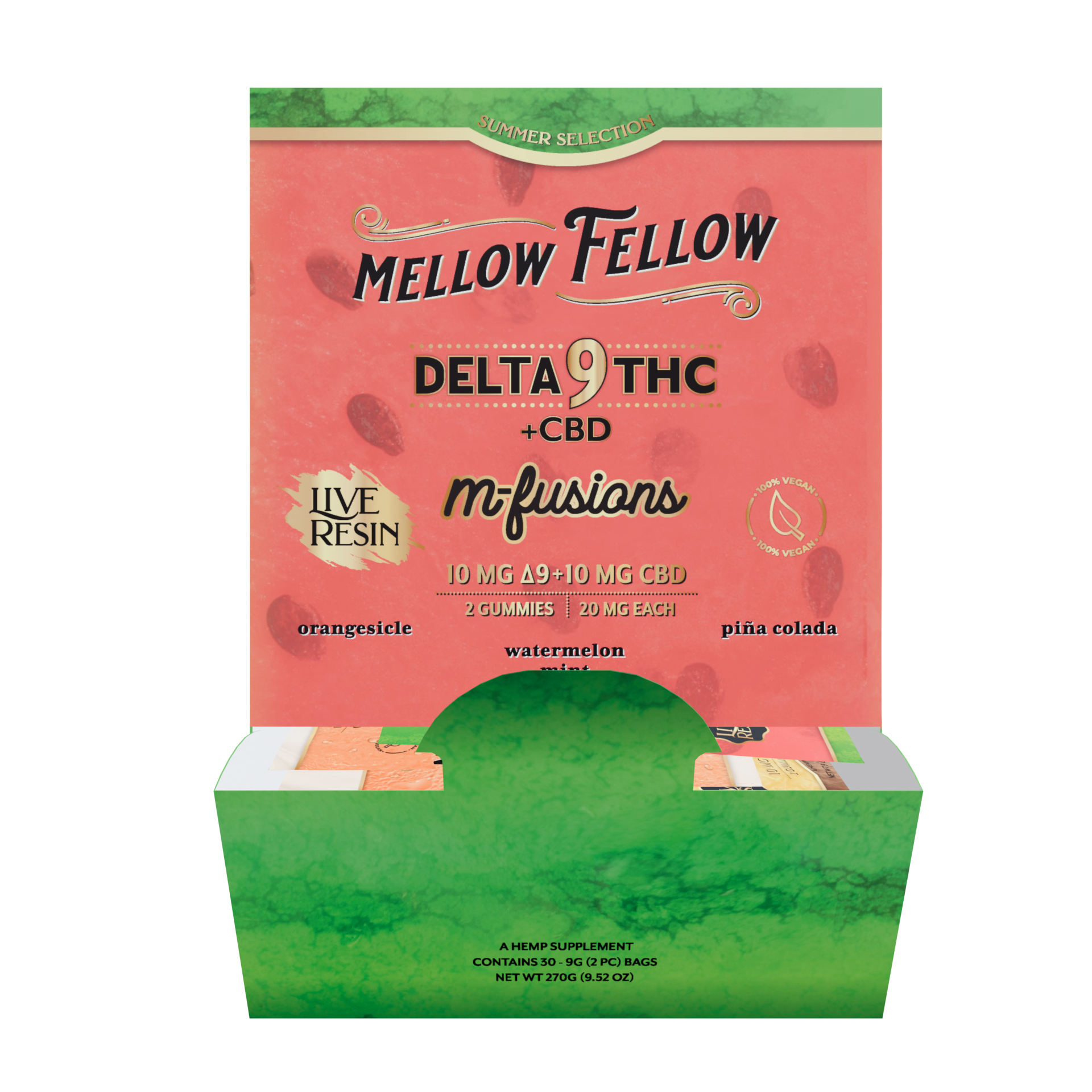 Mellow Fellow Live Resin M-Fusions 2pc Edibles 40mg D9 Seasonal Summer Assortment