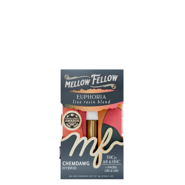 Mellow Fellow Live Resin Vape Cartridge 1ml Euphoria Blend Chemdawg (hyrbrid)