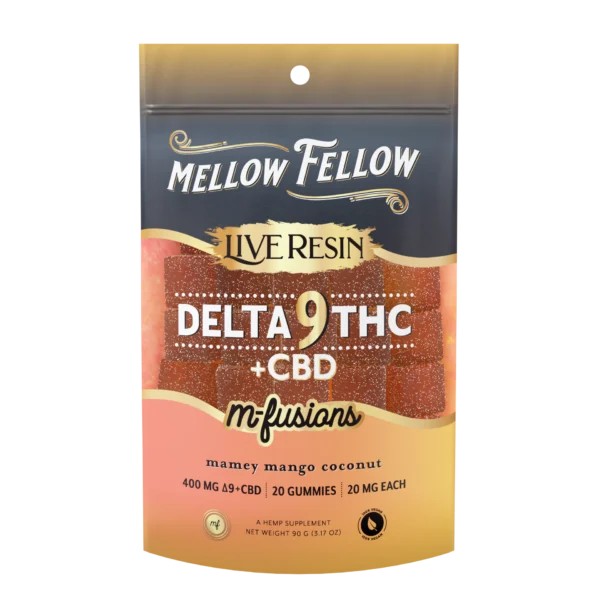 Mellow Fellow Live Resin M-Fusions 20pc Edibles 400mg D9 Mamey Mango Coconut