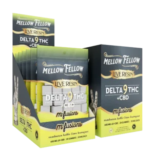 Mellow Fellow Live Resin M-Fusions 20pc Edibles 400mg D9 Rambutan Kaffir Lime Kumquat