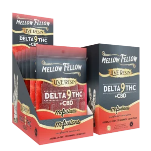 Mellow Fellow Live Resin M-Fusions 20pc Edibles 400mg D9 Raspberry Macaron