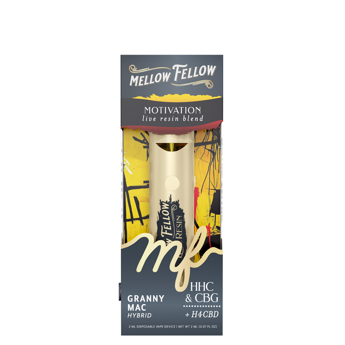 Mellow Fellow Live Resin Disposable Vape 2ml Motivation Blend Granny Mac (hybrid)