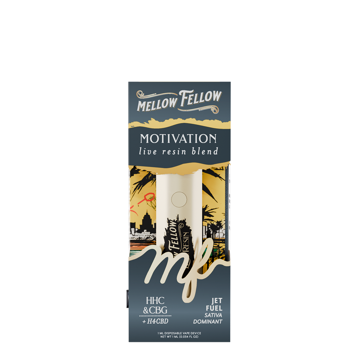 Mellow Fellow Live Resin Disposable Vape 1ml Motivation Blend Jet Fuel (sativa)