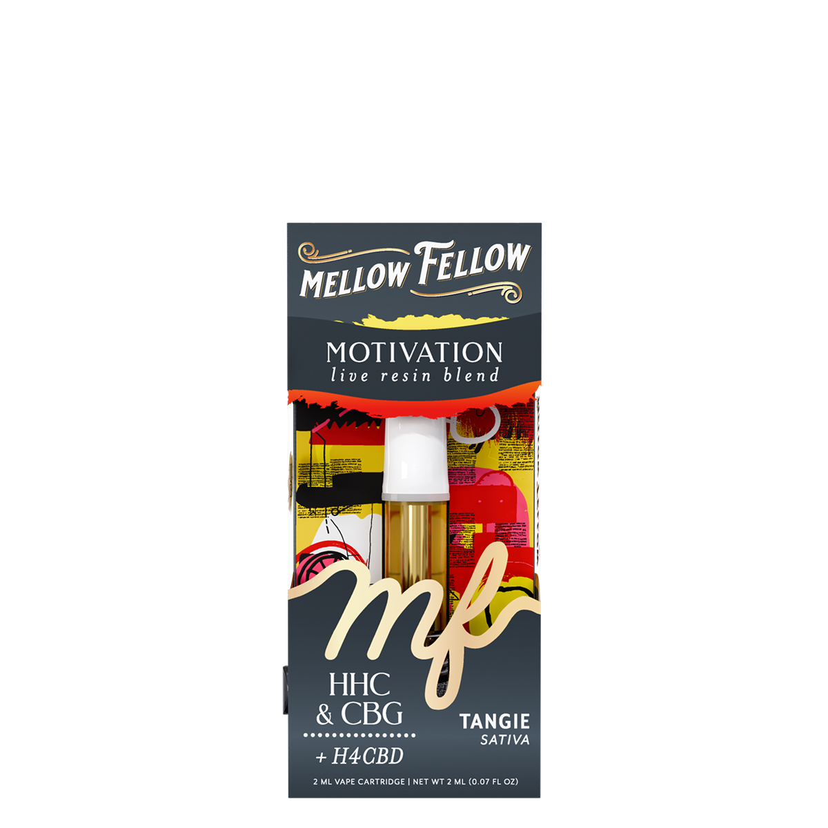 Mellow Fellow Live Resin Vape Cartridge 2ml Motivation Blend Tangie (sativa)