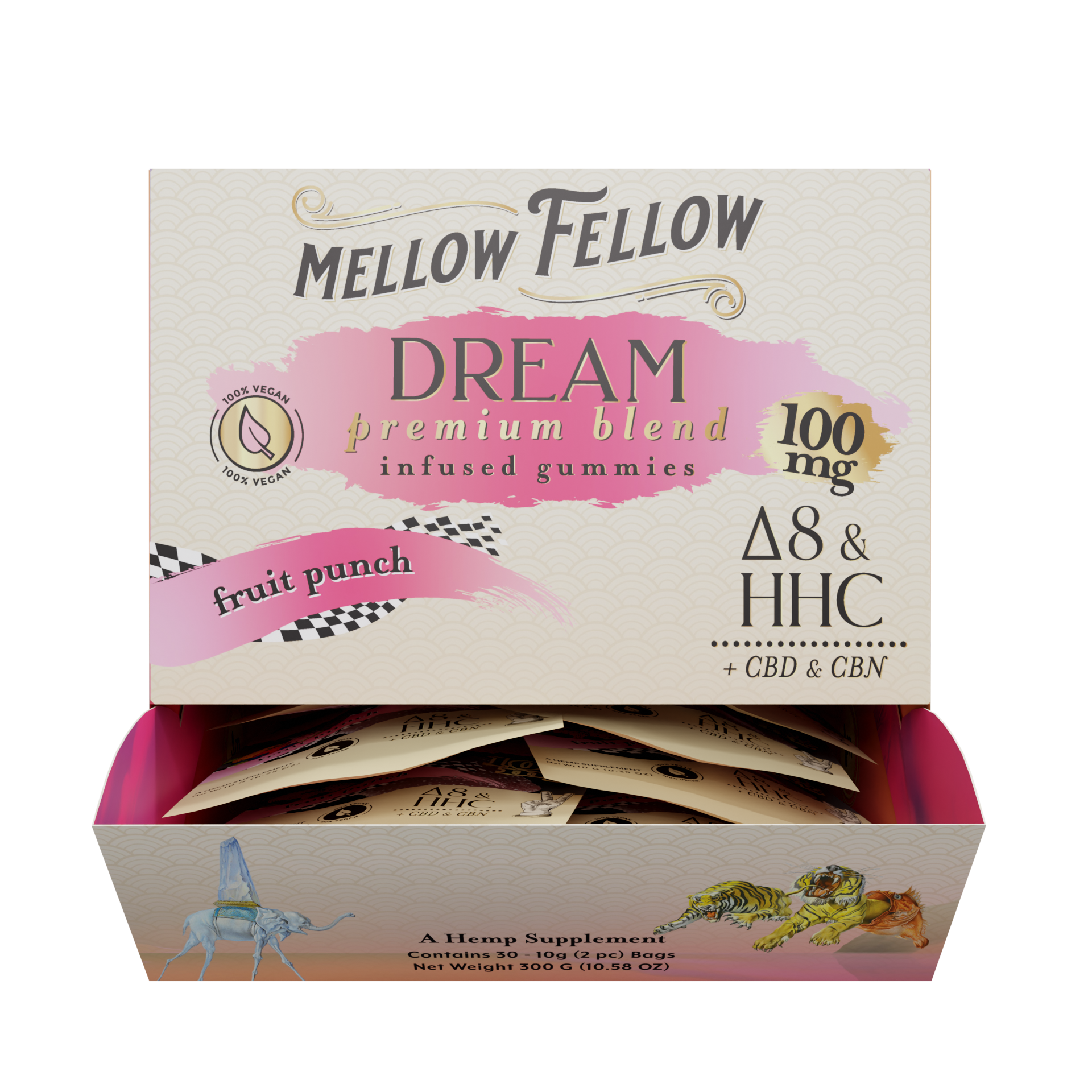 Mellow Fellow M-Fusions 2pc Edibles 100mg Dream Blend Fruit Punch