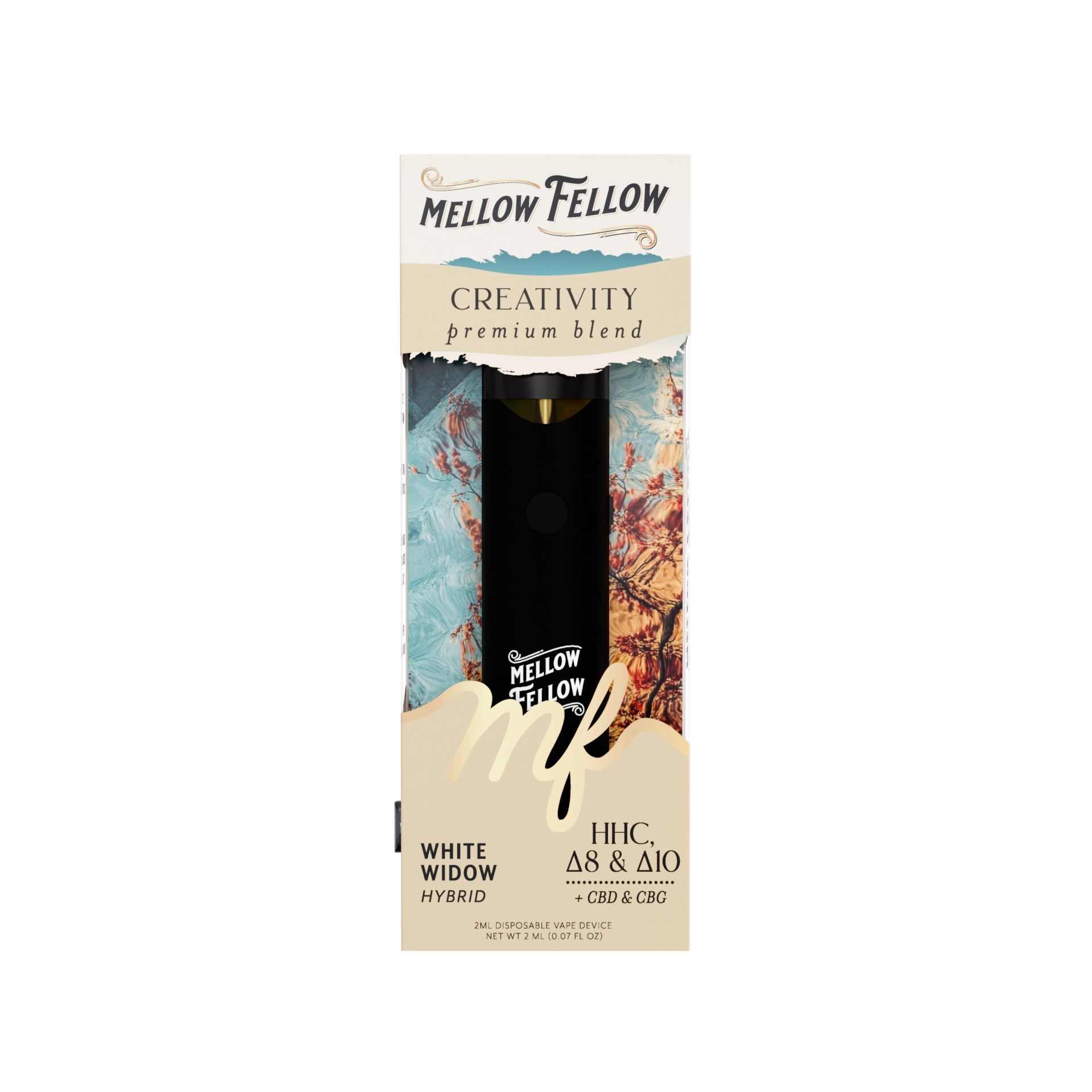 Mellow Fellow Premium Disposable Vape 2ml Creativity Blend White Widow (hybrid)