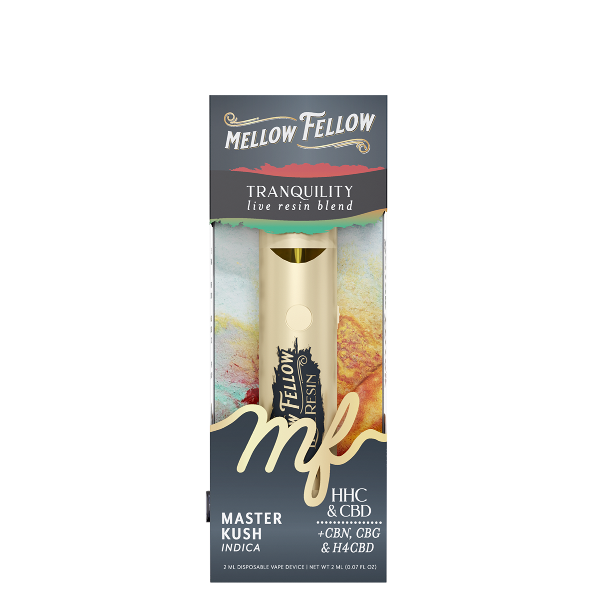 Mellow Fellow Live Resin Disposable Vape 2ml Tranquility Blend Master Kush (indica)