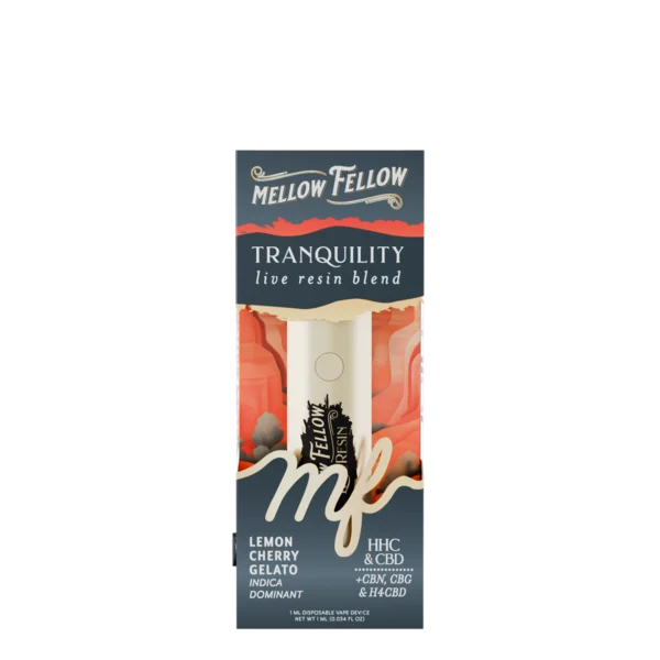Mellow Fellow Live Resin Vape Disposable 1ml Tranquility Blend Lemon Cherry Gelato (Indica)