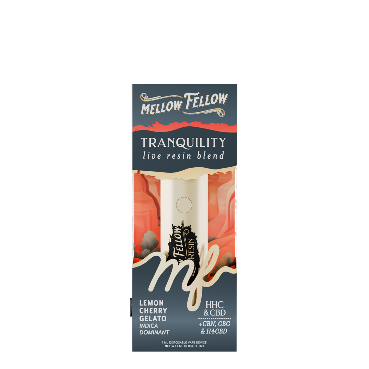 Mellow Fellow Live Resin Disposable Vape 1ml Tranquility Blend Lemon Cherry Gelato (Indica)