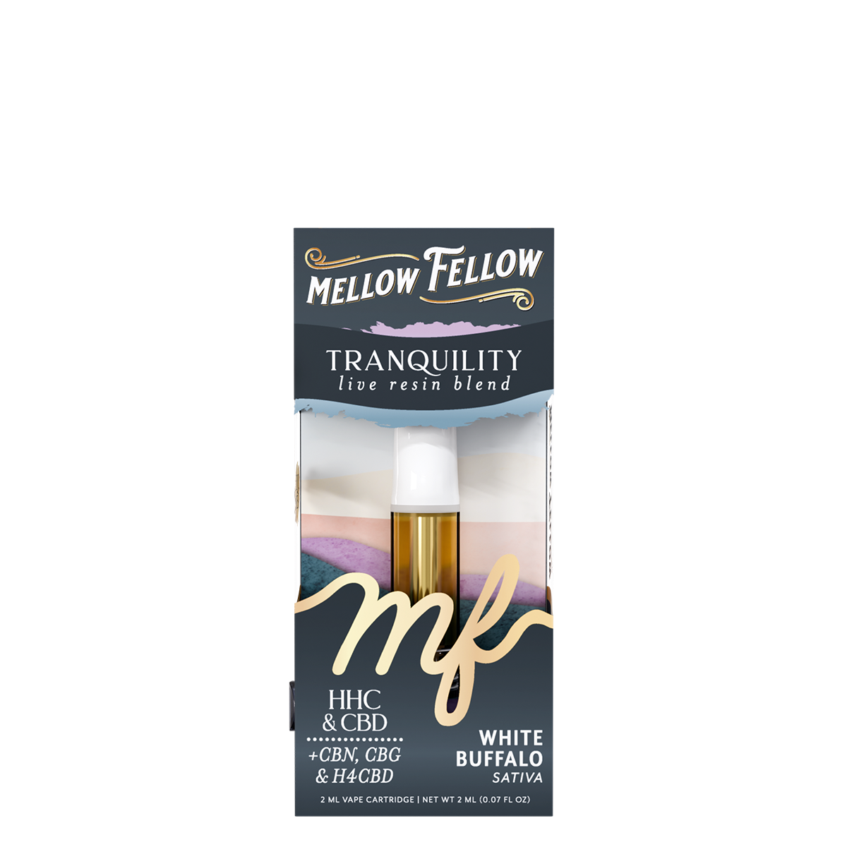 Mellow Fellow Live Resin Vape Cartridge 2ml Tranquility Blend White Buffalo (sativa)