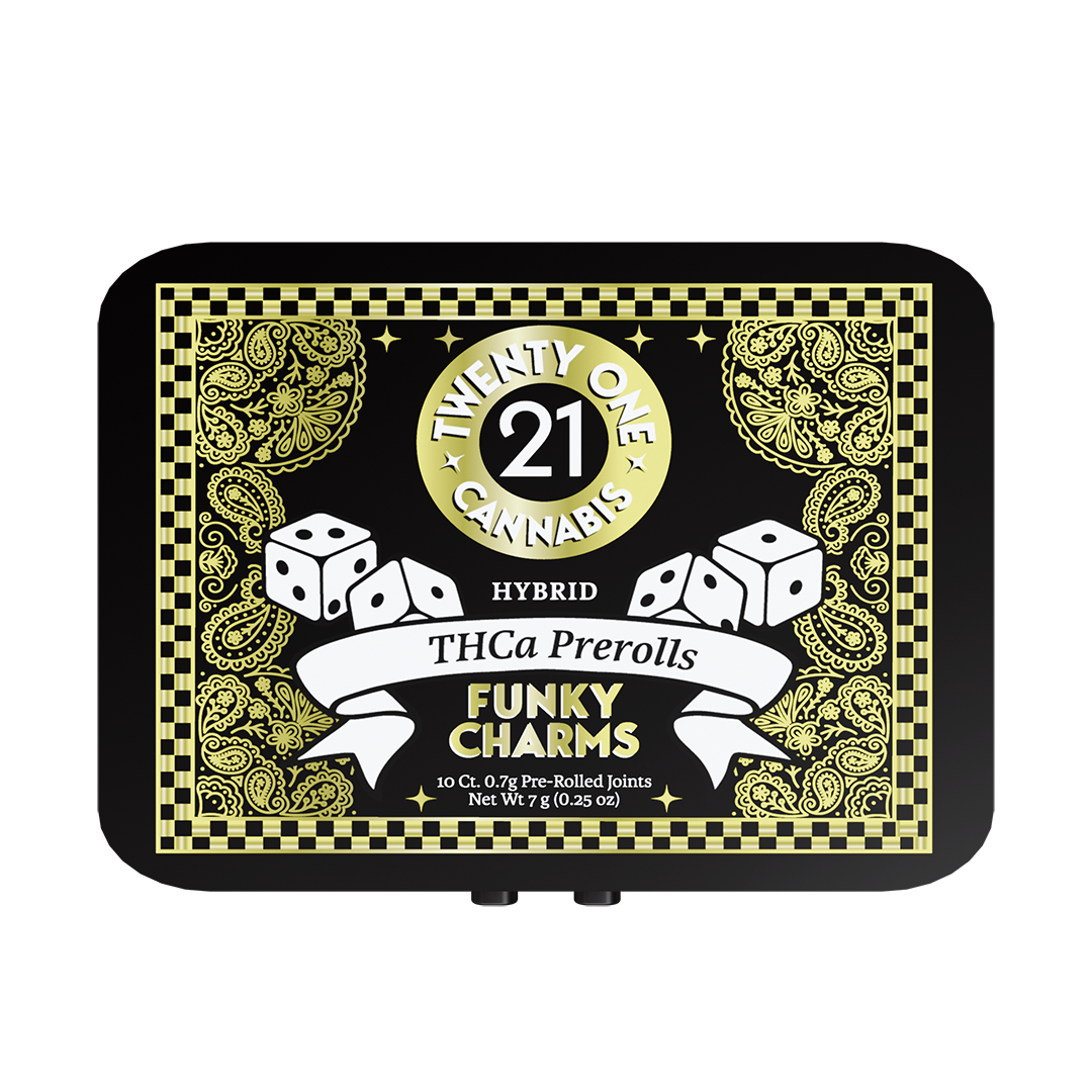 Twenty One Cannabis Prerolls 7g THCA Funky Charms (Hybrid) 10ct Tin