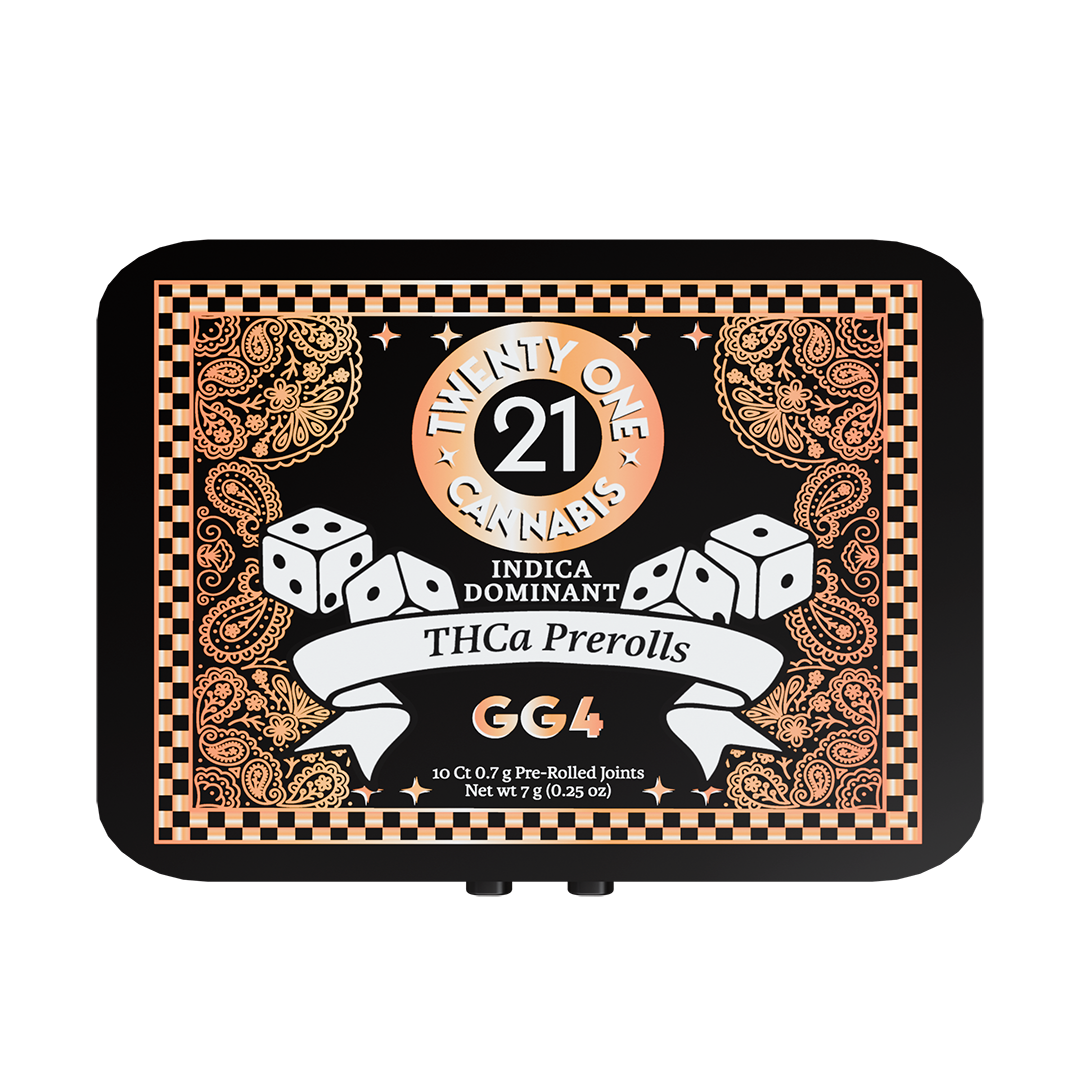 Twenty One Cannabis Prerolls 7g THCA GG4 (Indica) 10ct Tin