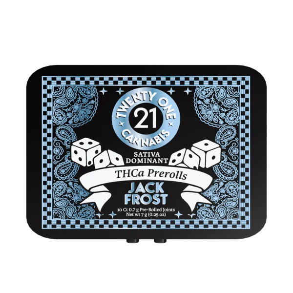 Twenty One Cannabis Prerolls 7g THCA Jack Frost (Sativa) 10ct Tin