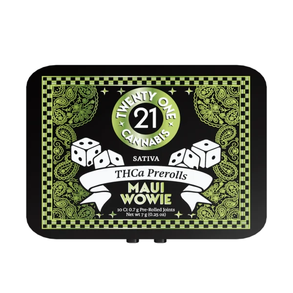 Twenty One Cannabis Prerolls 7g THCA Maui Wowie (Sativa) 10ct Tin