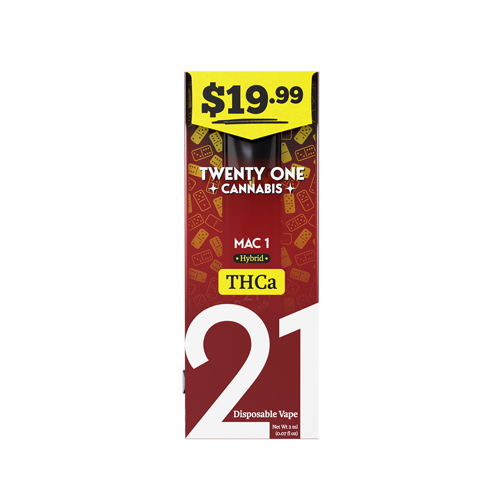 Twenty One Cannabis Vape Disposable 2ml THCA Berry Pie (Sativa) Pre-Priced 19.99