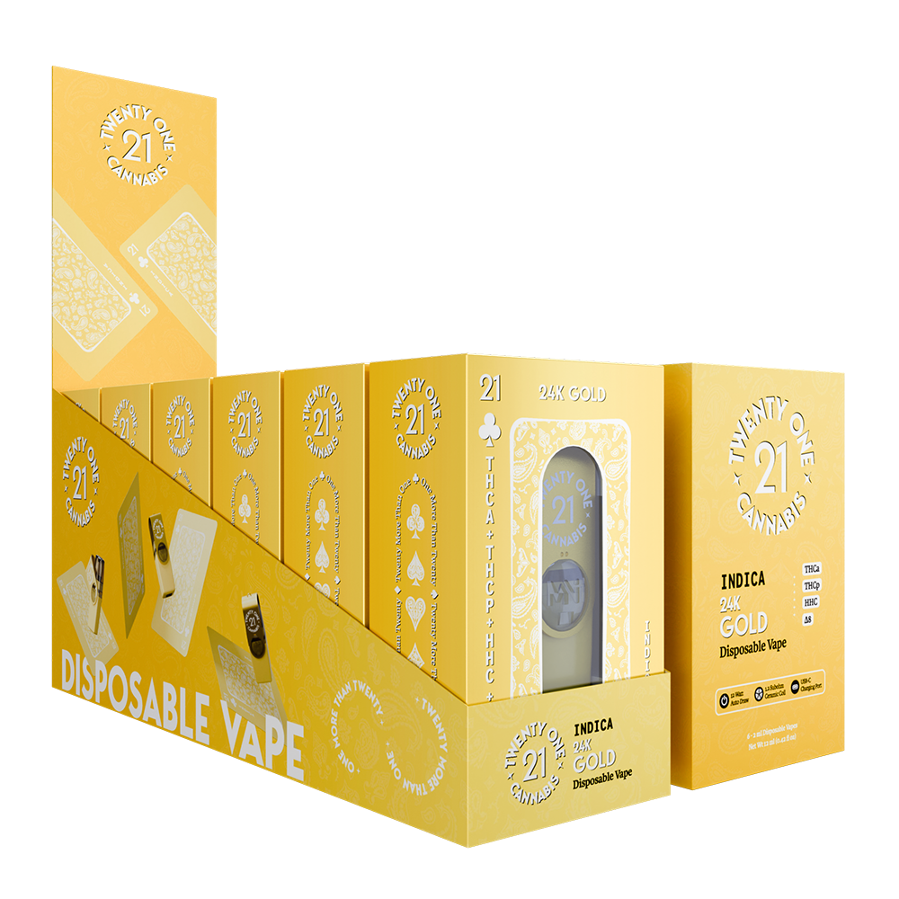 Twenty One Disposable Vape 2ml THCa + THCp 24k Gold (Indica)