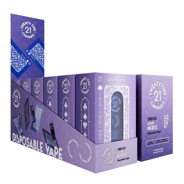 Twenty One Cannabis Disposable Vape 2ml-Grape Nerdz-Display Box-1