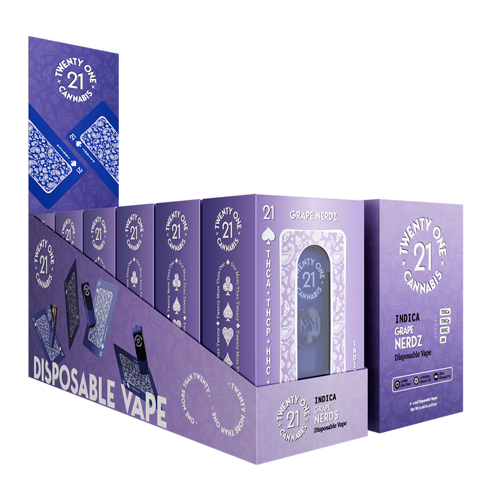 Twenty One Disposable Vape 2ml THCa + THCp Grape Nerdz (Indica)