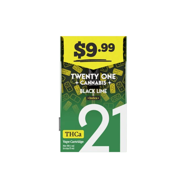 Twenty One Cannabis Vape Cartridges 1ml THCa 9.99 Black Lime-2