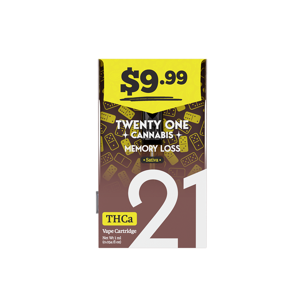 Twenty One Vape Cartridge 1ml THCa Memory Loss (Sativa) Pre-Priced 9.99