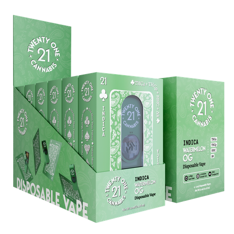 Twenty One Cannabis Vape Disposable 2ml THCA/THCP Watermelon OG (Indica)
