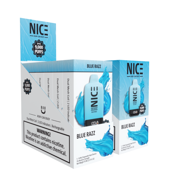 NICE Nicotine Vape Disposable 9000p Blue Razz 5ct
