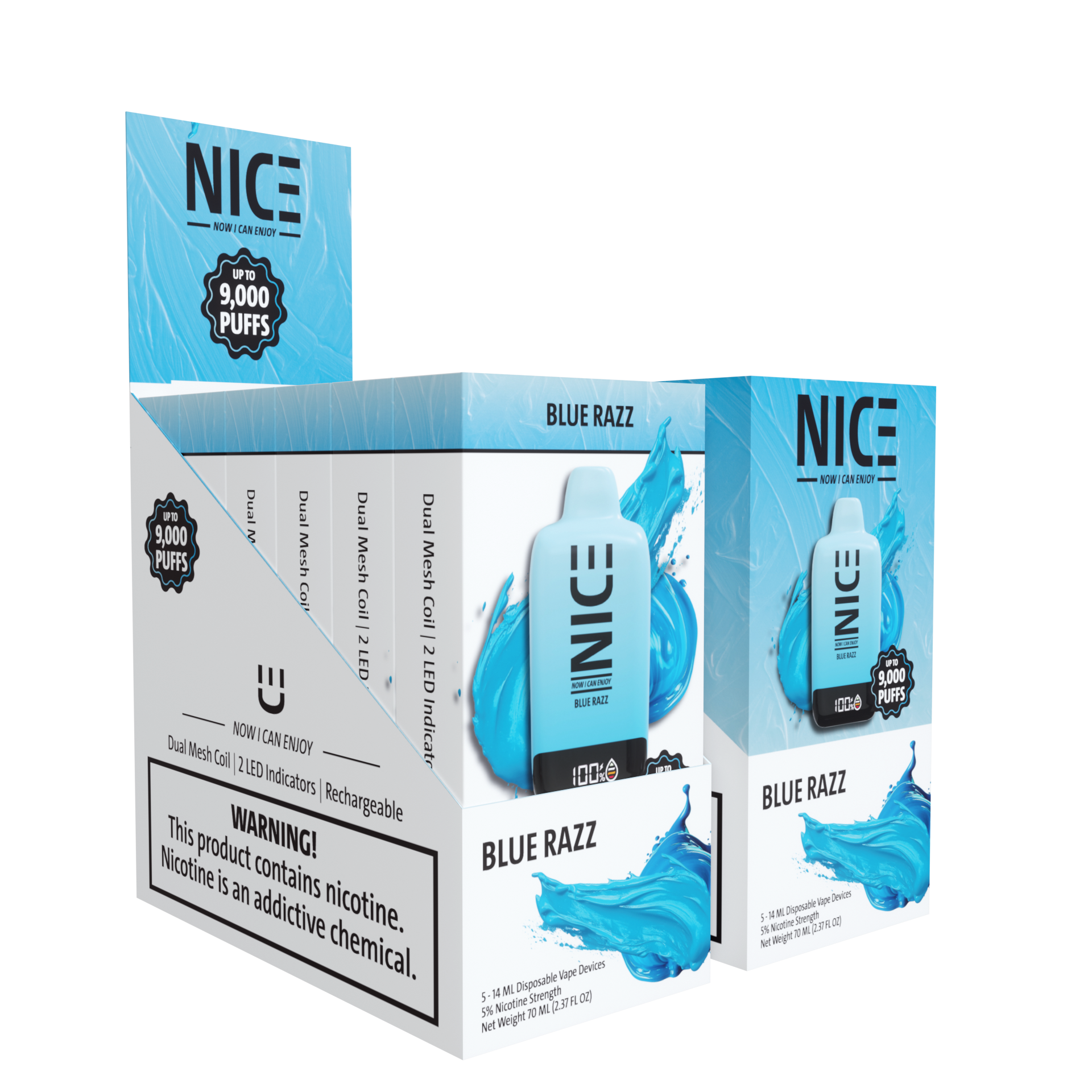 NICE Nicotine Disposable Vape 9000p Blue Razz 5ct