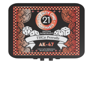 Twenty One Cannabis Prerolls 3.5g THCA AK47 (Sativa) 5ct Tin