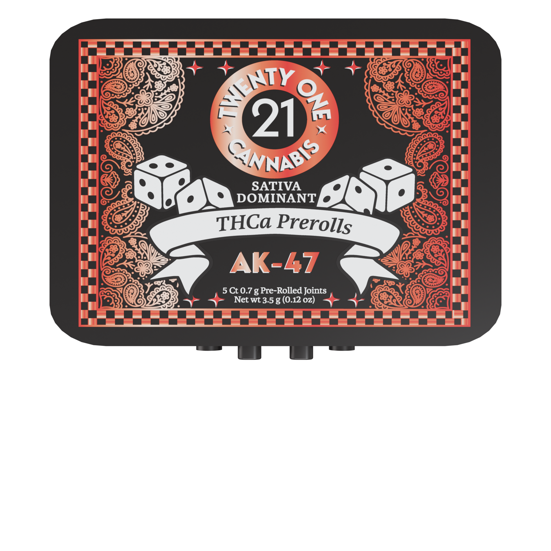 Twenty One Cannabis Prerolls 3.5g THCA AK47 (Sativa) 5ct Tin