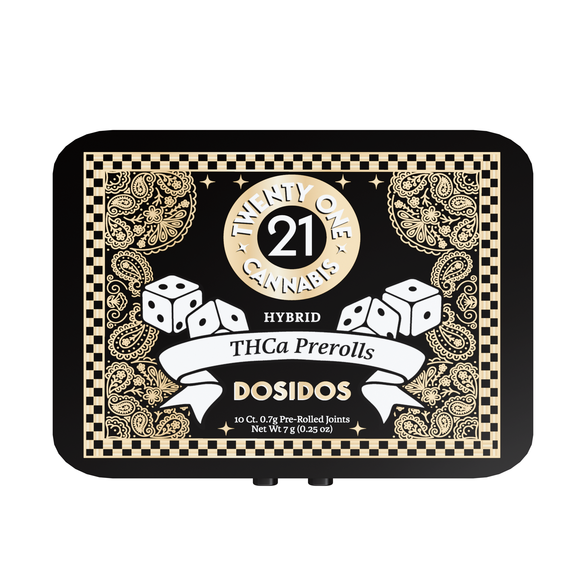 Twenty One Cannabis Prerolls 7g THCA Dosidos (Hybrid) 10ct Tin