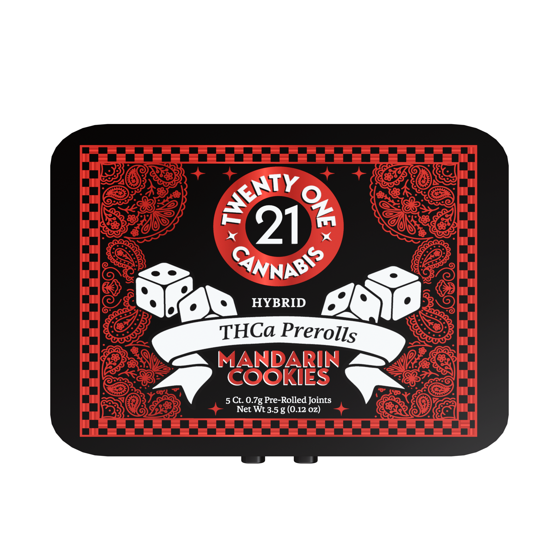 Twenty One Cannabis Prerolls 3.5g THCA Mandarin Cookies (Hybrid) 5ct Tin