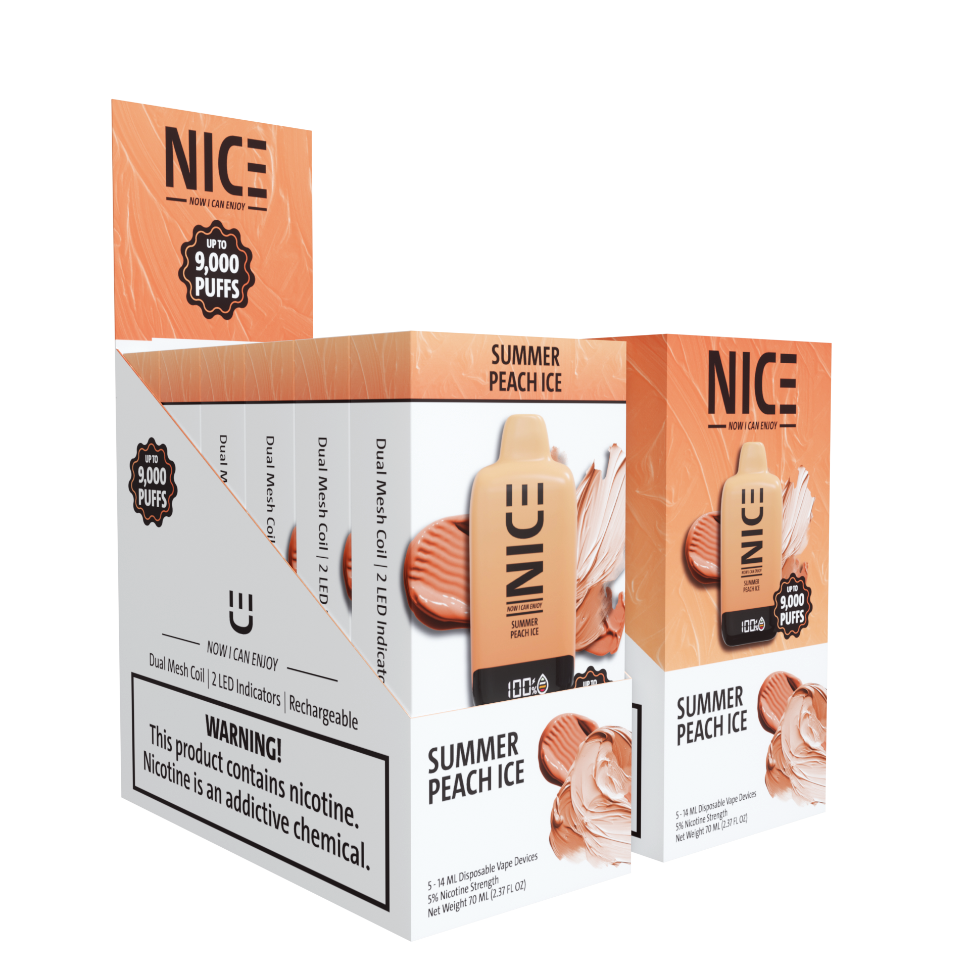 NICE Nicotine Disposable Vape 9000p Summer Peach Ice 5ct