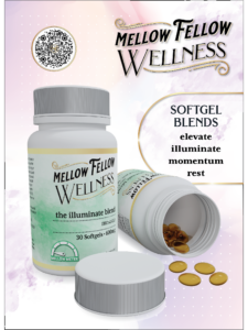 Mellow Fellow Marketing Material Flyer Wellness Soft Gels & Tinctures