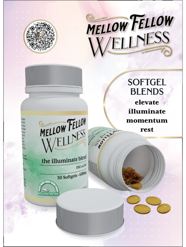 Mellow Fellow Marketing Material Flyer Wellness Soft Gels & Tinctures